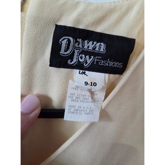 Vintage 90's Medium Dawn Joy Fashions Yellow Cottage Core DRESS Floral - Picture 6 of 6